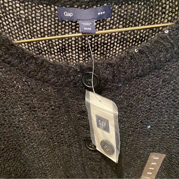 2for$35 NWT GAP Black Sequin Wool Cardigan. Size Medium. - Picture 10 of 11
